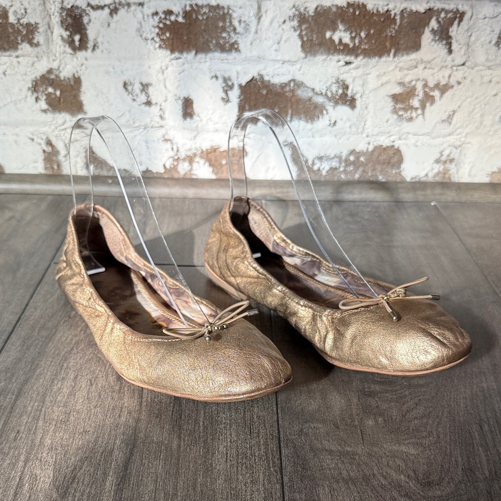 Sam Edelman Felicia Metallic Gold Leather Ballet Flats
